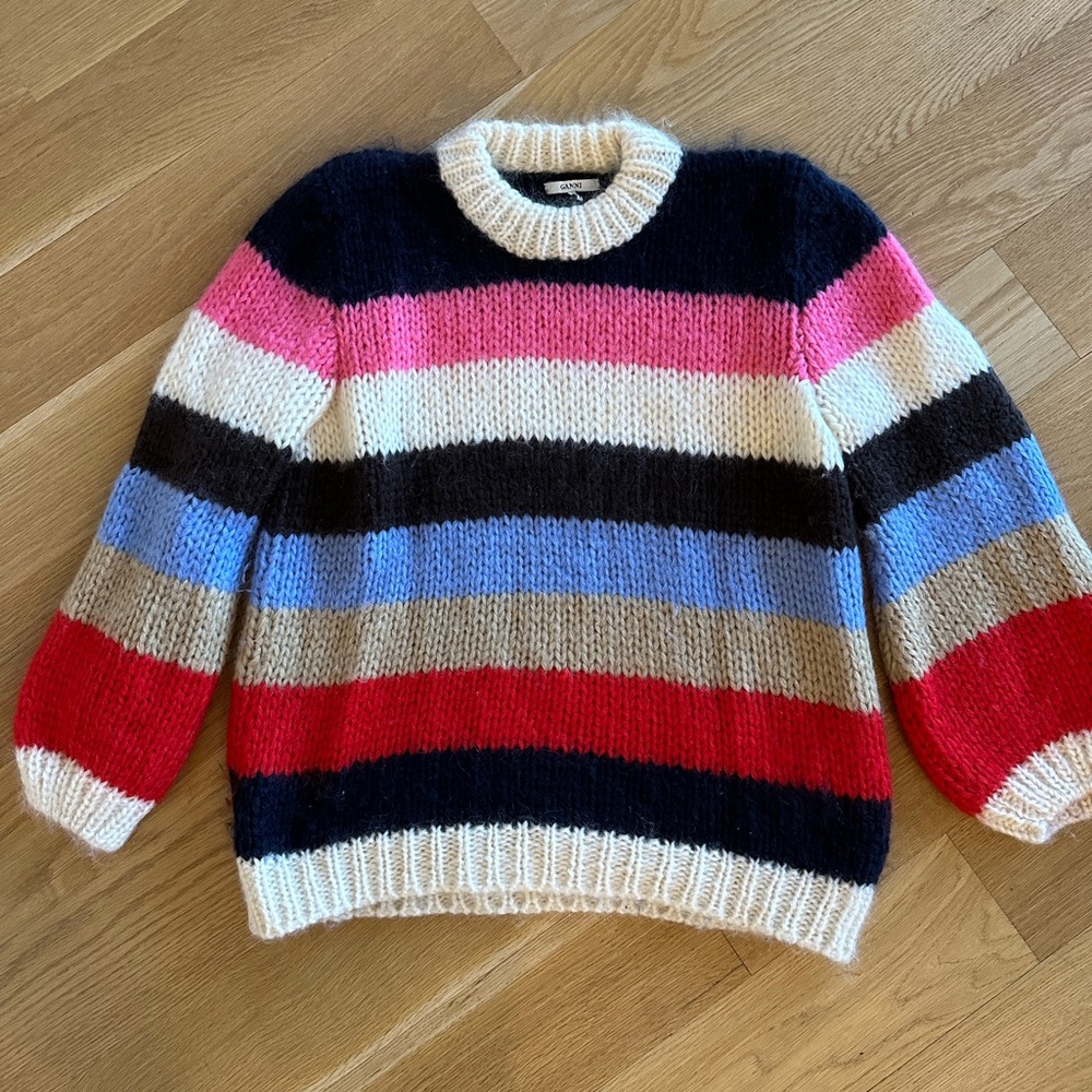 GANNI Julliard Mohair striped multicolor sweater size L